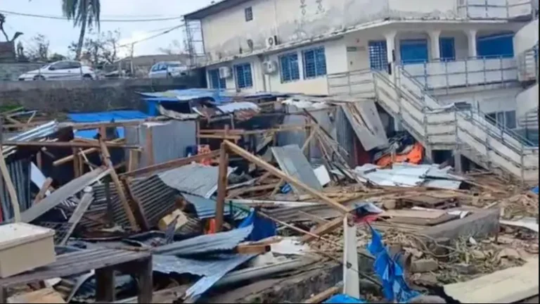Damage caused by the wind storm  in Mayotte.
