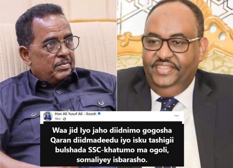 Wasiirka Arrimaha Gudaha ee Federaalka Cali Yuusuf Xoosh oo si degdeg ah uga jawaabay Hadalkii Saciid Cabdullaahi Deni