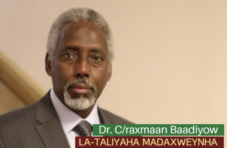 Dr. Abdirahman Baadiyow Sends a Cautionary Message to Politicians Engaged in Party Formation