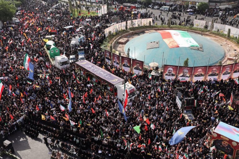 IRAN Government holds funeral for officers killed in war with Israel.