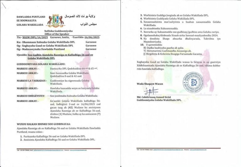 Puntland Parliament Adds Government Accountability to Legislative Agenda – Will the President Be Summoned?