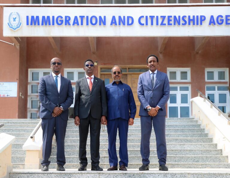 President Hassan Sheikh Mohamud Inspects Immigration Agency Headquarters.