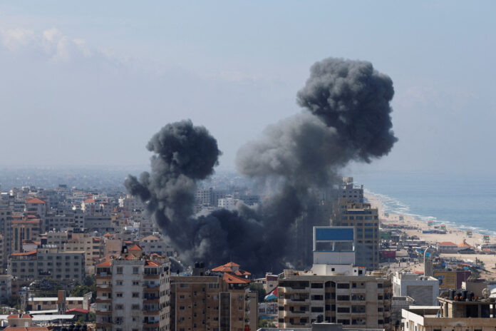 FILE PHOTO: Rocket barrages launched towards Israel from Gaza